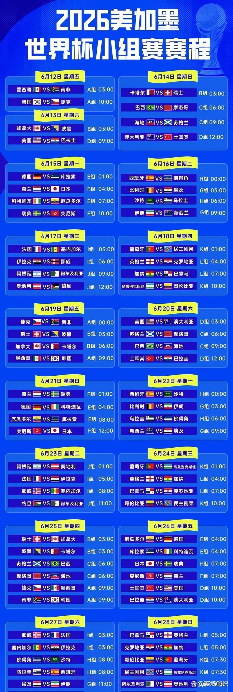 2026世界杯决赛时间安排与赛程详情 2026世界杯决赛时间安排与赛程详情